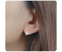 Red Rosebud Silver Ear Stud STS-3471 (CO5)